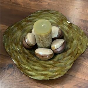 Decorative Bowl With Stones and candle